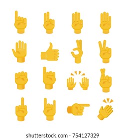 Set of Hands on White Background. Isolated Vector Illustration 