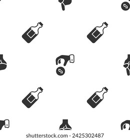 Set Hands in praying position, Donate or pay your zakat and Bottle of water on seamless pattern. Vector