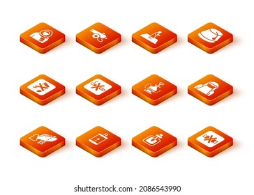 Set Hands in praying position, Ramadan Kareem lantern, Speaker mute, No Smoking, Perfume, Hookah, sweets and Muslim woman niqab icon. Vector