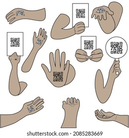 Set of hands with QR-codes for your designe.