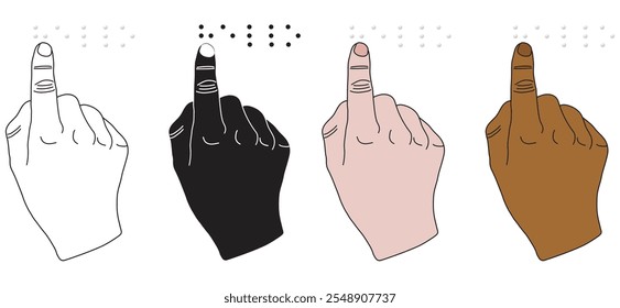 Set of hands reading the word "Hello" in Braille, World Braille Day element