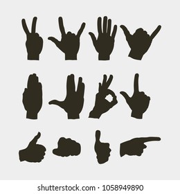 set of hands showing different gestures, signals and signs. vector illustration