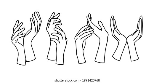 Set of hands showing different gestures