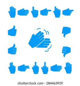 Set of hands showing various expressions.
Professional icons for print or Web. 
EPS10 vector.
