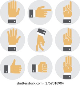 Set of hands. Hands signs