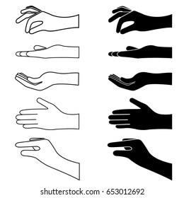 Set of hands silhouette. vector illustration