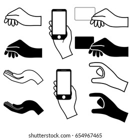 Set of hands silhouette. vector illustration