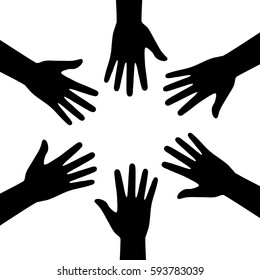 A set of hands symbolizing a team or teamwork flat icon for business apps and websites