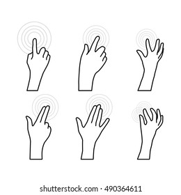 set hands user touch screen vector illustration design
