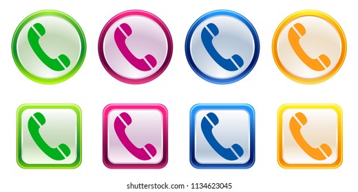Set handset flat icons - stock vector