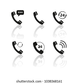 Set of handset of icons with reflection