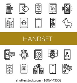 Set of handset icons. Such as Phone booth, Smartphone, Call, Llama, Calling , handset icons