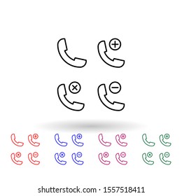Set of handset multi color icon. Simple thin line, outline vector of phone icons for ui and ux, website or mobile application