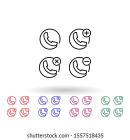 Set of handset multi color icon. Simple thin line, outline vector of phone icons for ui and ux, website or mobile application