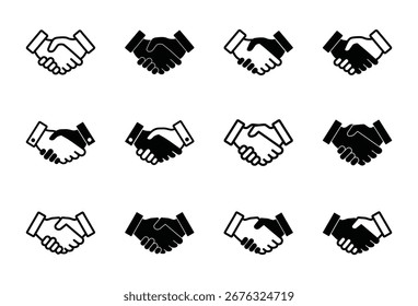 Conjunto de Vector de símbolo de apretón de manos sobre fondo blanco