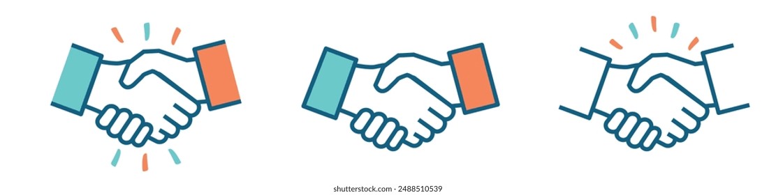 Set von "Handshake" auf weißem Hintergrund