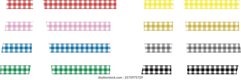 A set of hand-torn masking tape (gingham check)