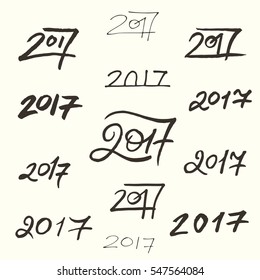 Set of handwriting numbers of 2017 year