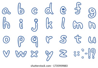 Set of handwritten alphabet letters