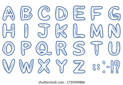 Conjunto de letras manuscritas