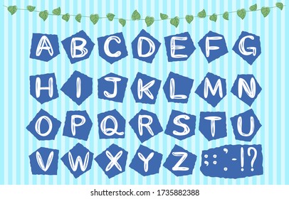 Set of handwritten alphabet letters, cutout style