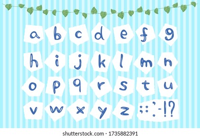 Set of handwritten alphabet letters, cutout style