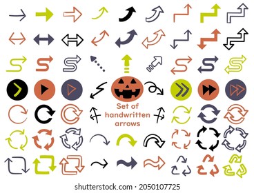 set of handwritten arrows vector illustration
