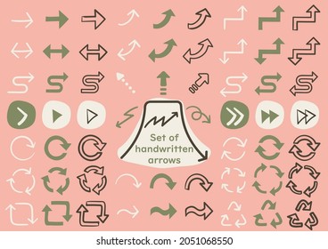 set of handwritten arrows vector illustration
