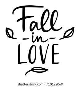 Set of handwritten autumn season inscriptions. Vector hand lettering Fall in Love. Modern brush calligraphy isolated on white background.