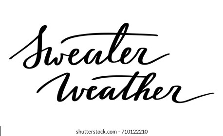 Set of handwritten autumn season inscriptions. Vector hand lettering Sweater Weather. Modern brush calligraphy isolated on white background.