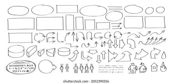 Set of handwritten design elements for presentation. Vector illustration