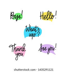 Set of hand-written doodle lettering words and phrases
