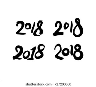 Set of handwritten figures 2018 to the calendar of the coming year. Vector template design.
