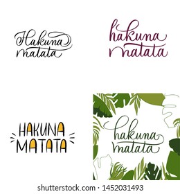 Set of handwritten fonts. Hakuna Matata. Vector letters for banner, sticker, postcard or poster