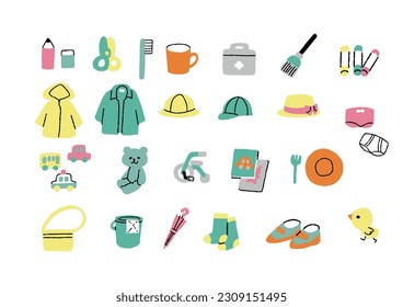  A set of handwritten icons that can be used in nursery schools and kindergartens