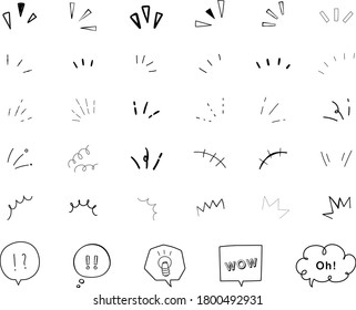 A Set Of Handwritten Icons That Show Surprises, Inspiration, Awareness, Attention, Points, Etc.