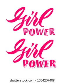 set of handwritten inscriptions girl power, calligraphy, lettering