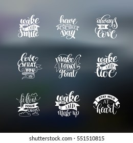 set of handwritten lettering positive quote about life, calligraphy vector illustration poster collection