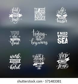 set of handwritten lettering positive quote about life, calligraphy vector illustration poster collection