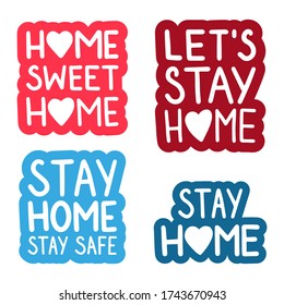 Set handwritten letters "Stay home". Isolated on white background. Vector illustration.