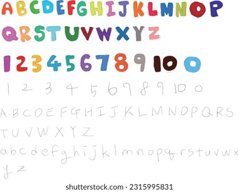 un conjunto de números y alfabetos manuscritos