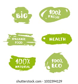 Set of handwritten organic doddle lettering. Element for graphic design - poster, flyer, card, tag, badge. Vector badges.