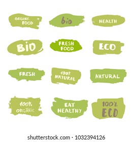 Set of handwritten organic vector doddle lettering. Hand drawn logo templates. Elements for logotype, menu, banner, poster design. 