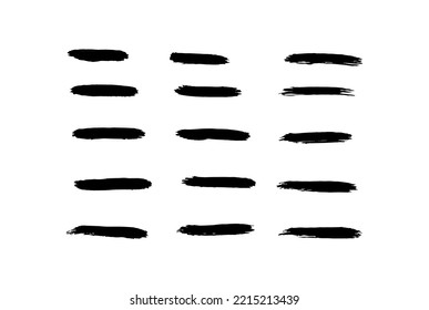 Set of handwritten paint stripes. Set of brushes.