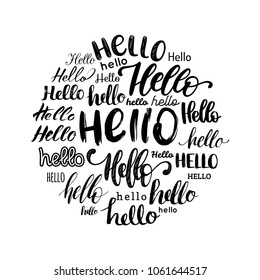 Set of handwritten phrase Hello. Vector calligraphy on white background.