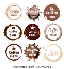 Set of handwritten and printed lettering for coffee shop