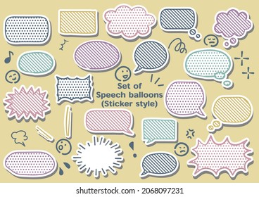 A set of handwritten simple and colorful sticker-like balloon materials
