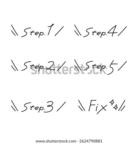 Set of handwritten steps and correction iconsSimple and cute process display with callout-style surround lines