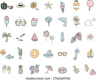 Conjunto de ilustraciones de verano escritas a mano.