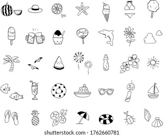 Set of handwritten summer illustrations.